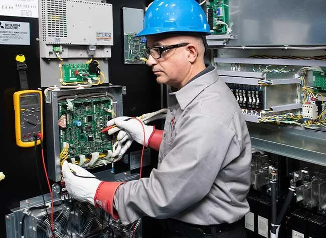 UPS technician servicing critical power equipment