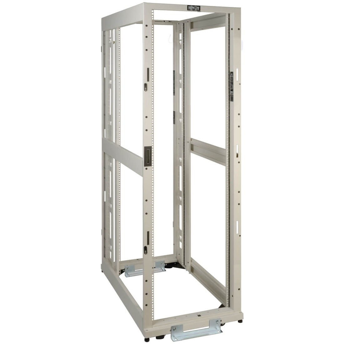 42U White 4-Post SmartRack Premium Open Frame Rack (No Sides, Doors or Roof)