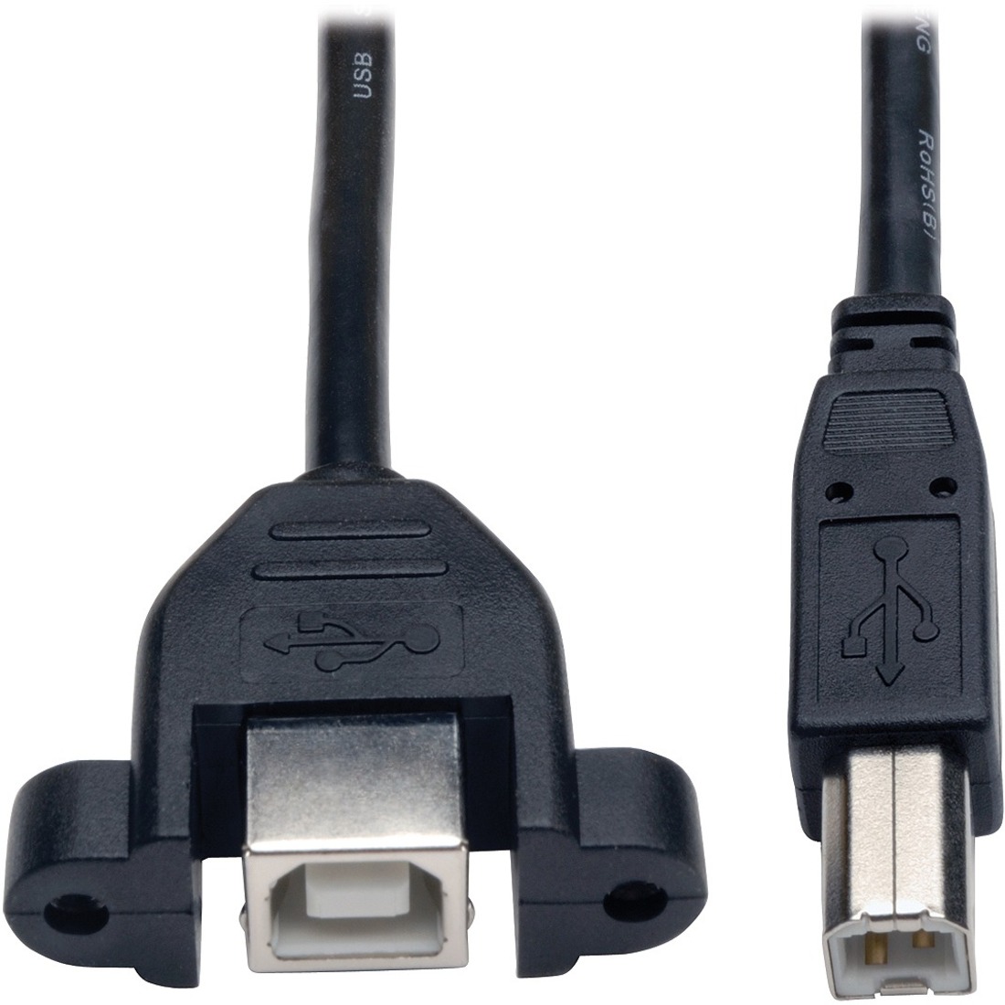 U025-001-PM 1-ft. Panel Mount USB 2.0 Extension Cable (USB B M/F)