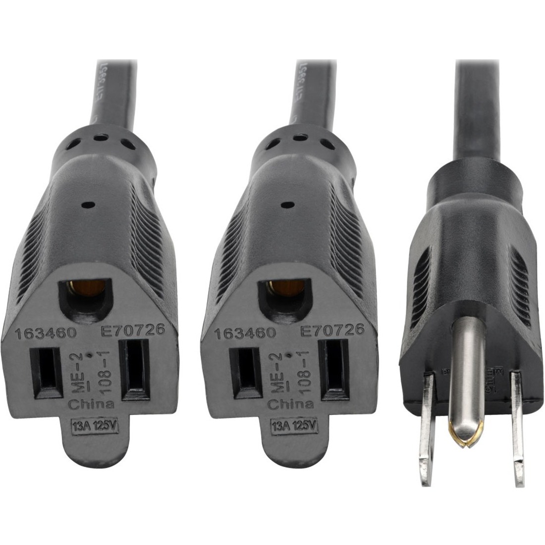 18-in. 16AWG, 13A Power Splitter Cord (NEMA 5-15P to 2 x NEMA 5-15R)