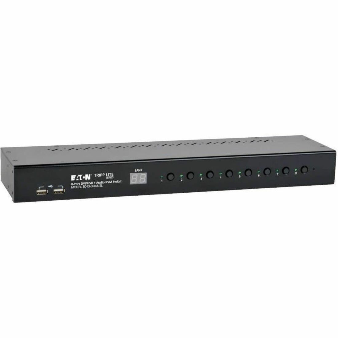 8-Port 1U Rackmount DVI / USB KVM Switch with Audio and 2-Port USB Hub