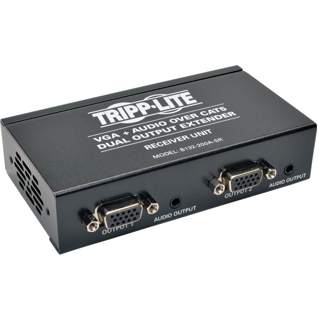 Dual VGA with Audio over Cat5 Extender, Receiver, Up to 300-ft.