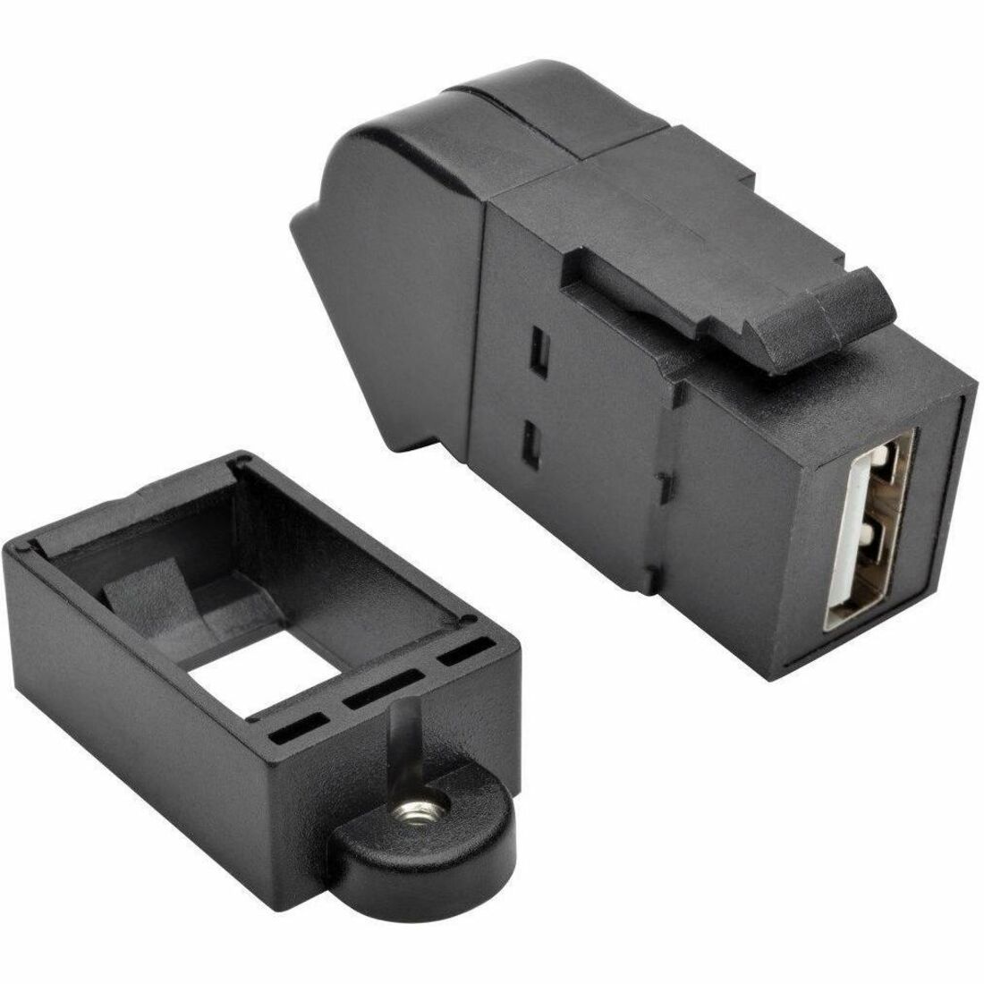 USB 2.0 All-in-One Keystone/Panel Mount Angled Coupler (F/F), Black