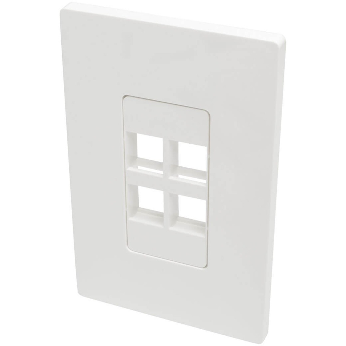 4-Port Single-Gang Universal Keystone Wallplate, White
