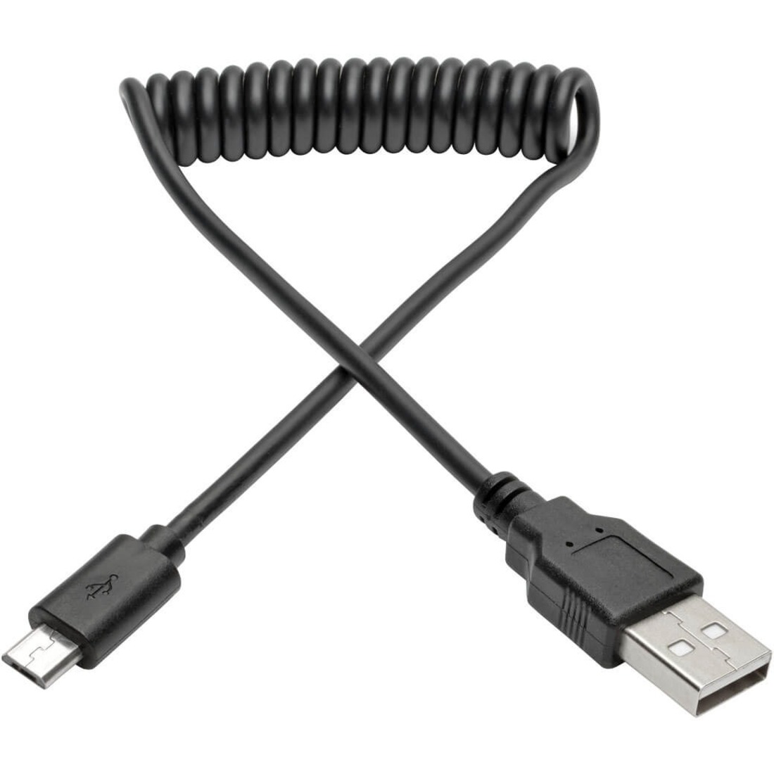 USB 2.0 Hi-Speed A to Micro-B Coiled Cable (M/M), 3 ft
