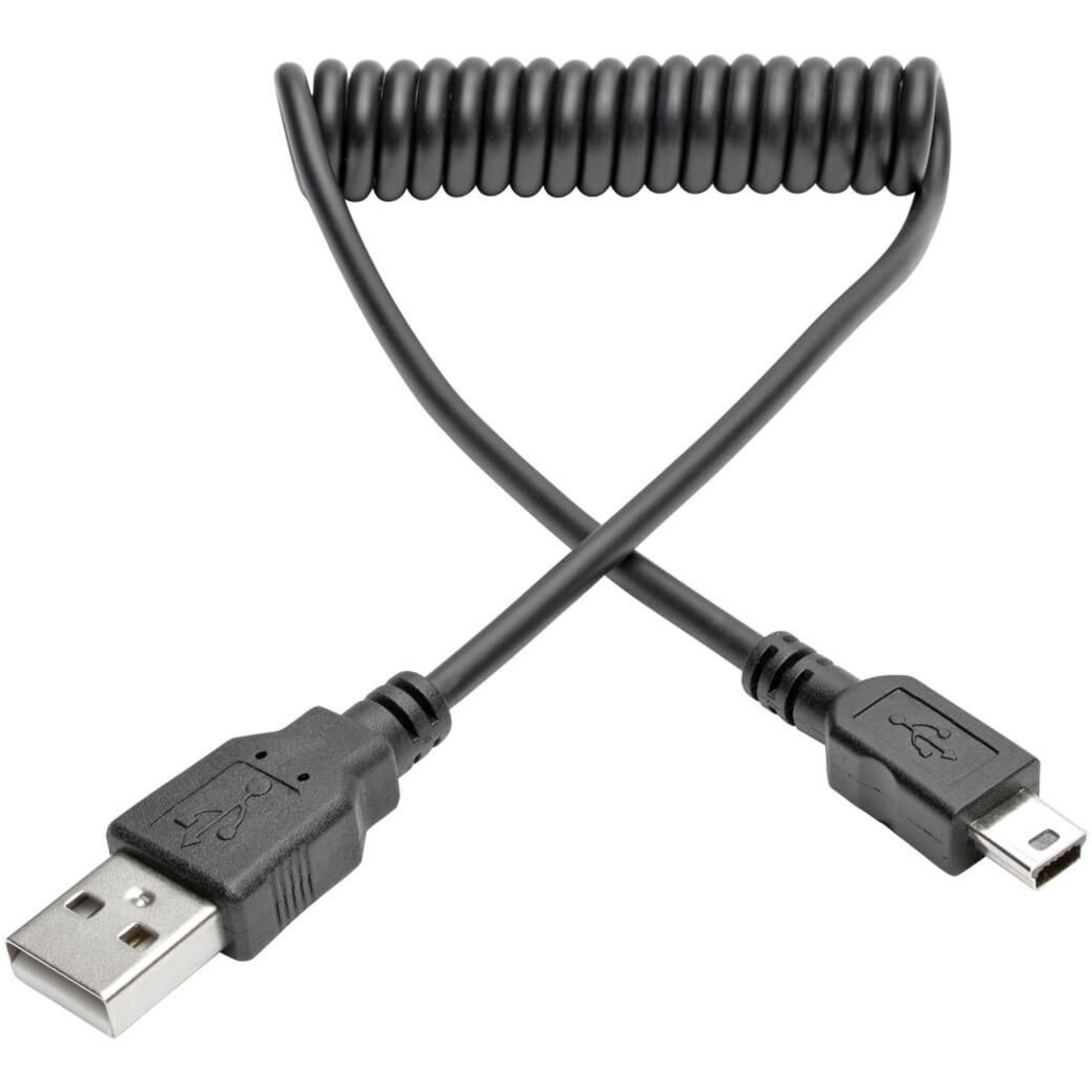 USB 2.0 Hi-Speed A to Mini-B Coiled Cable (M/M), 6 ft