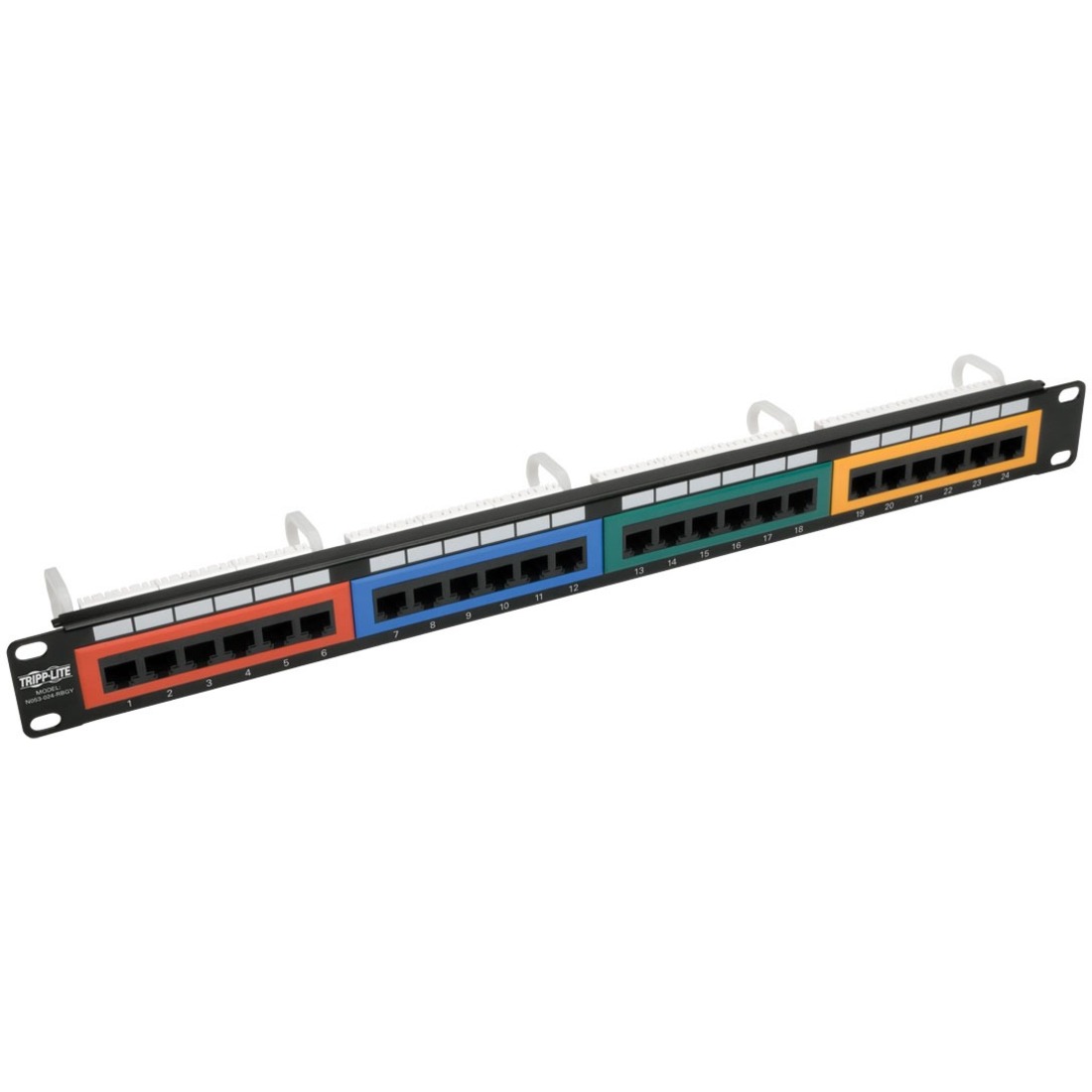 N053-024-RBGY 24-Port 1U Rack-Mount 110-Type Color-Coded Patch Panel