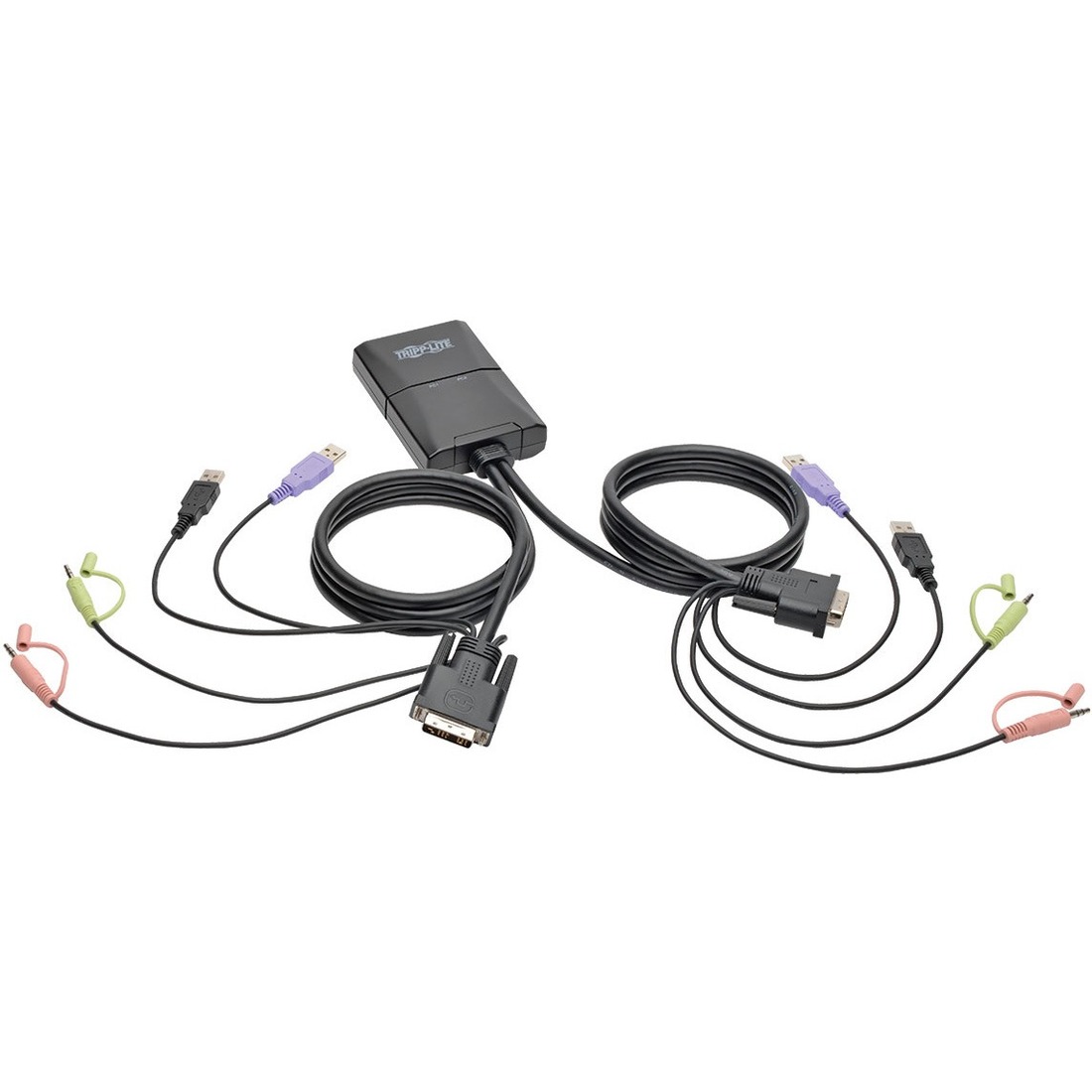 2-Port USB/DVI Cable KVM Switch with Audio, Cables and USB Peripheral Sharing