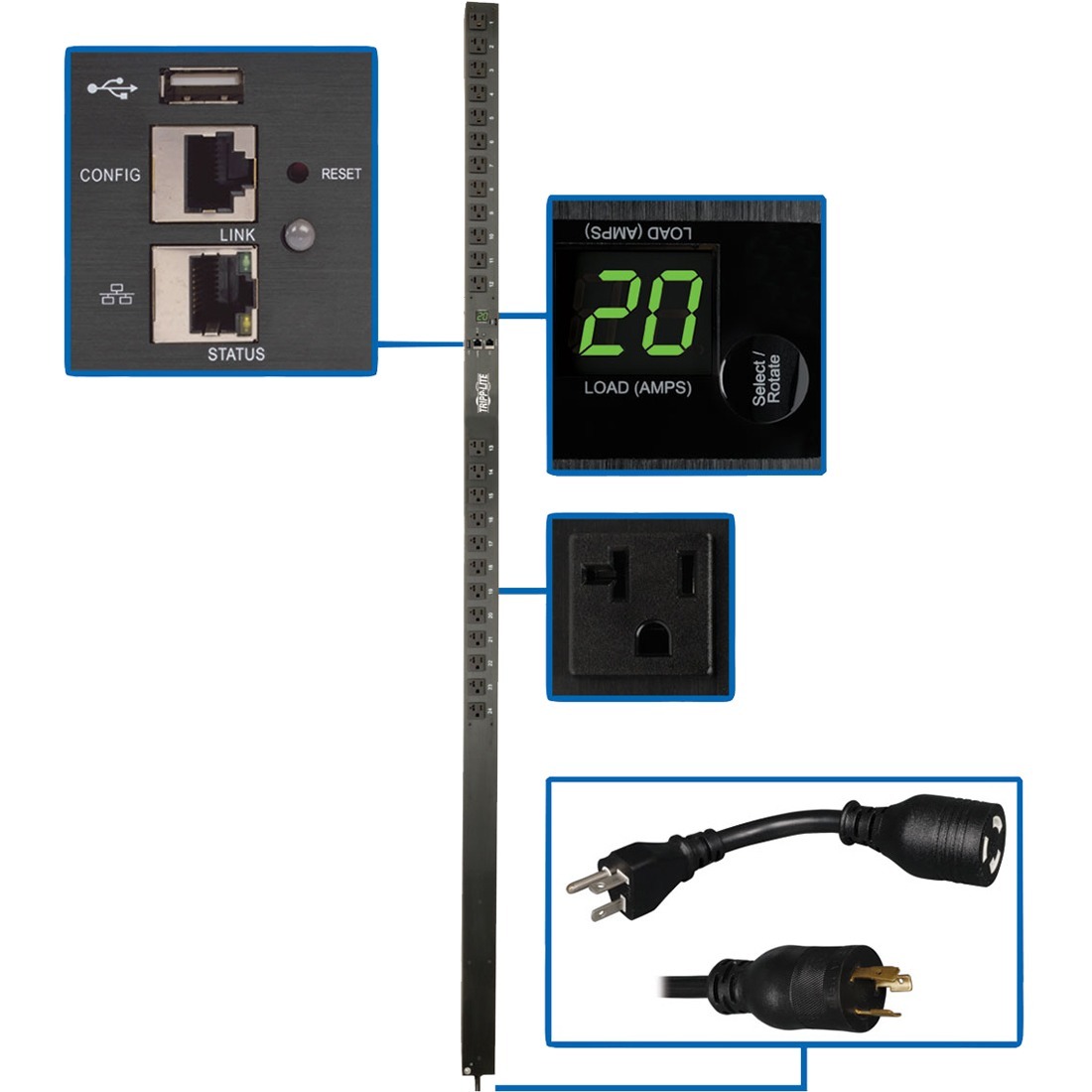 PDUMNV20LX 1.9kW Single-Phase Monitored PDU