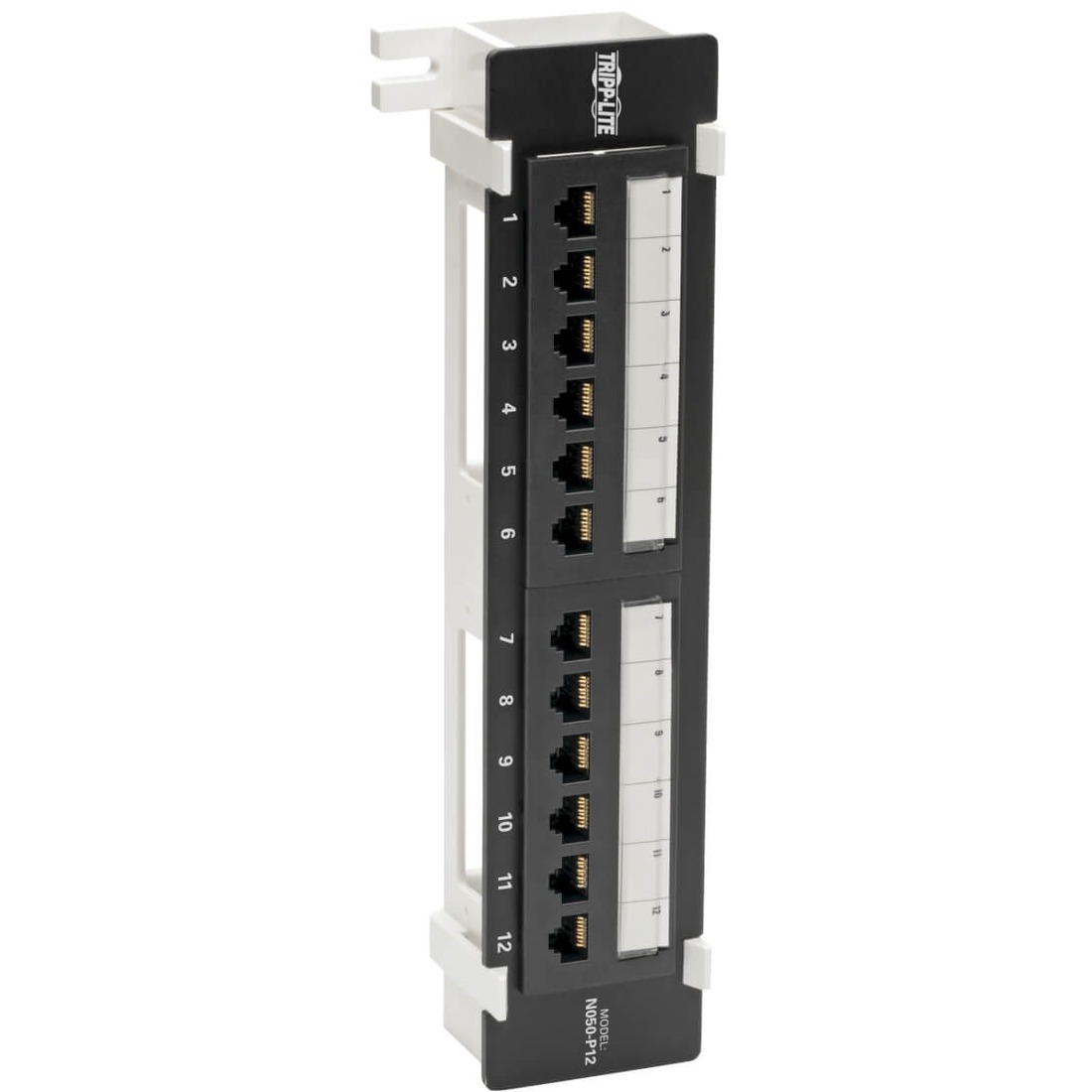 N050-P12 12-Port Wall-Mount Cat5e Patch Panel - PoE+ Compliant