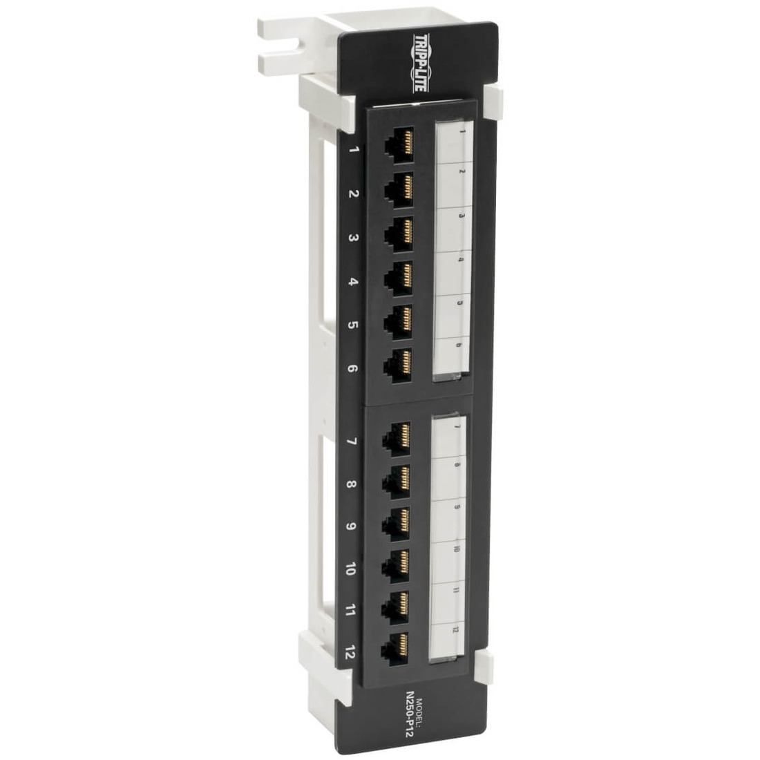 N250-P12 12-Port Wall-Mount Cat6 Patch Panel - PoE+ Compliant