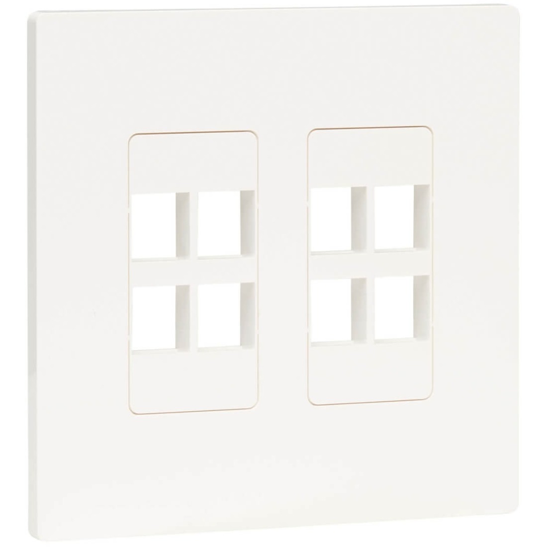 8-Port Keystone Double-Gang Faceplate, White, TAA
