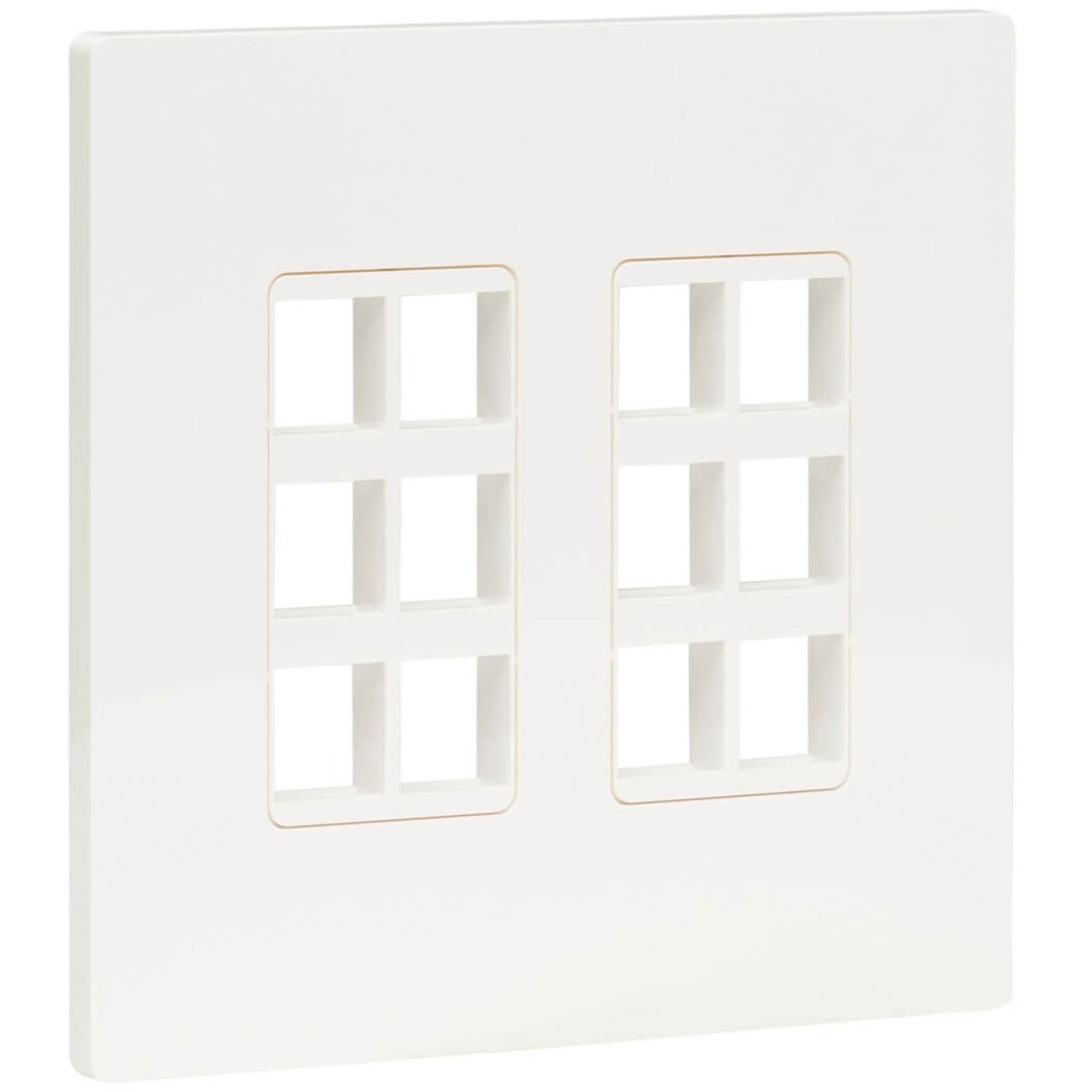 12-Port Keystone Double-Gang Faceplate, White, TAA