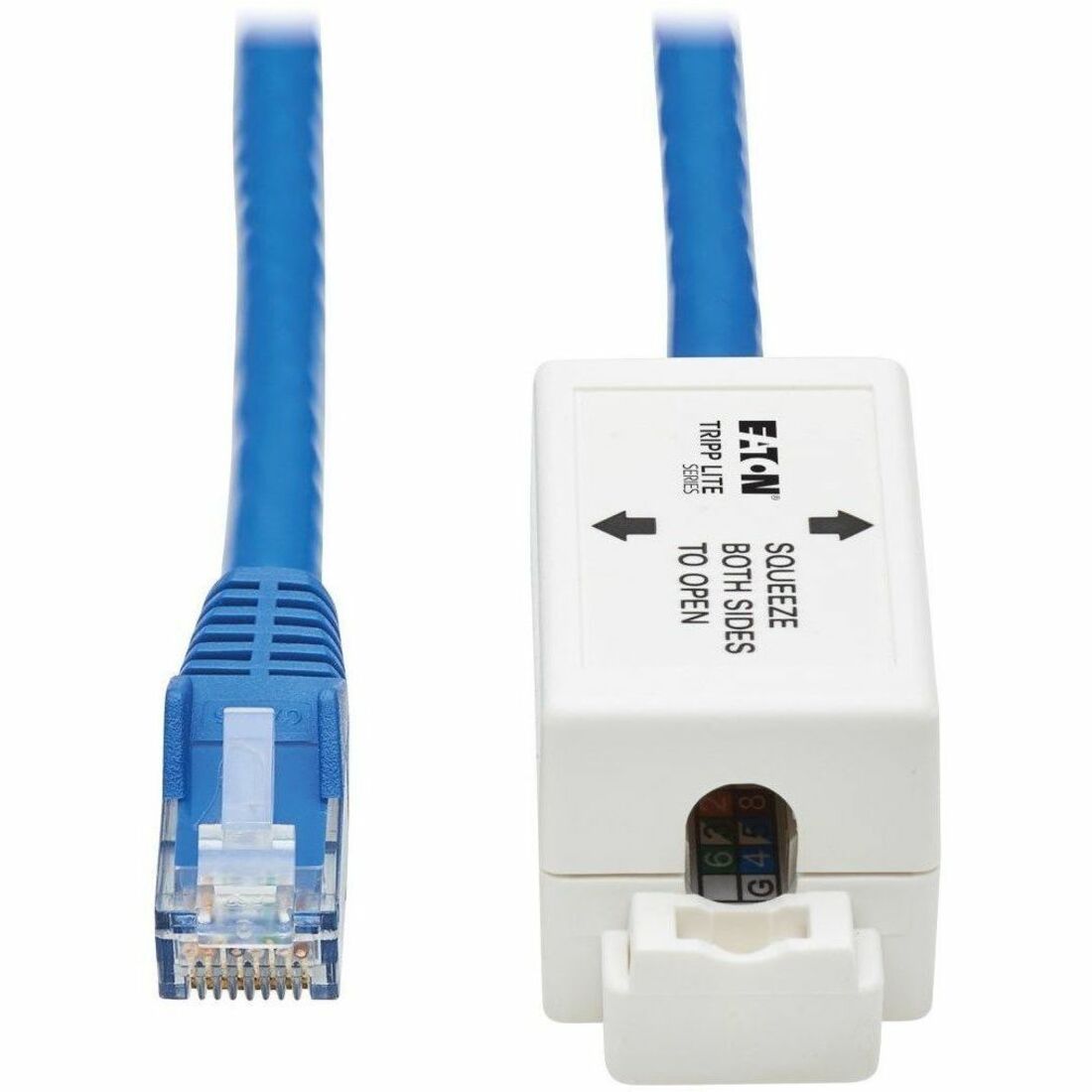 Cat6a Keystone Jack Cable Assembly, RJ45 M/F, 18 in., Blue