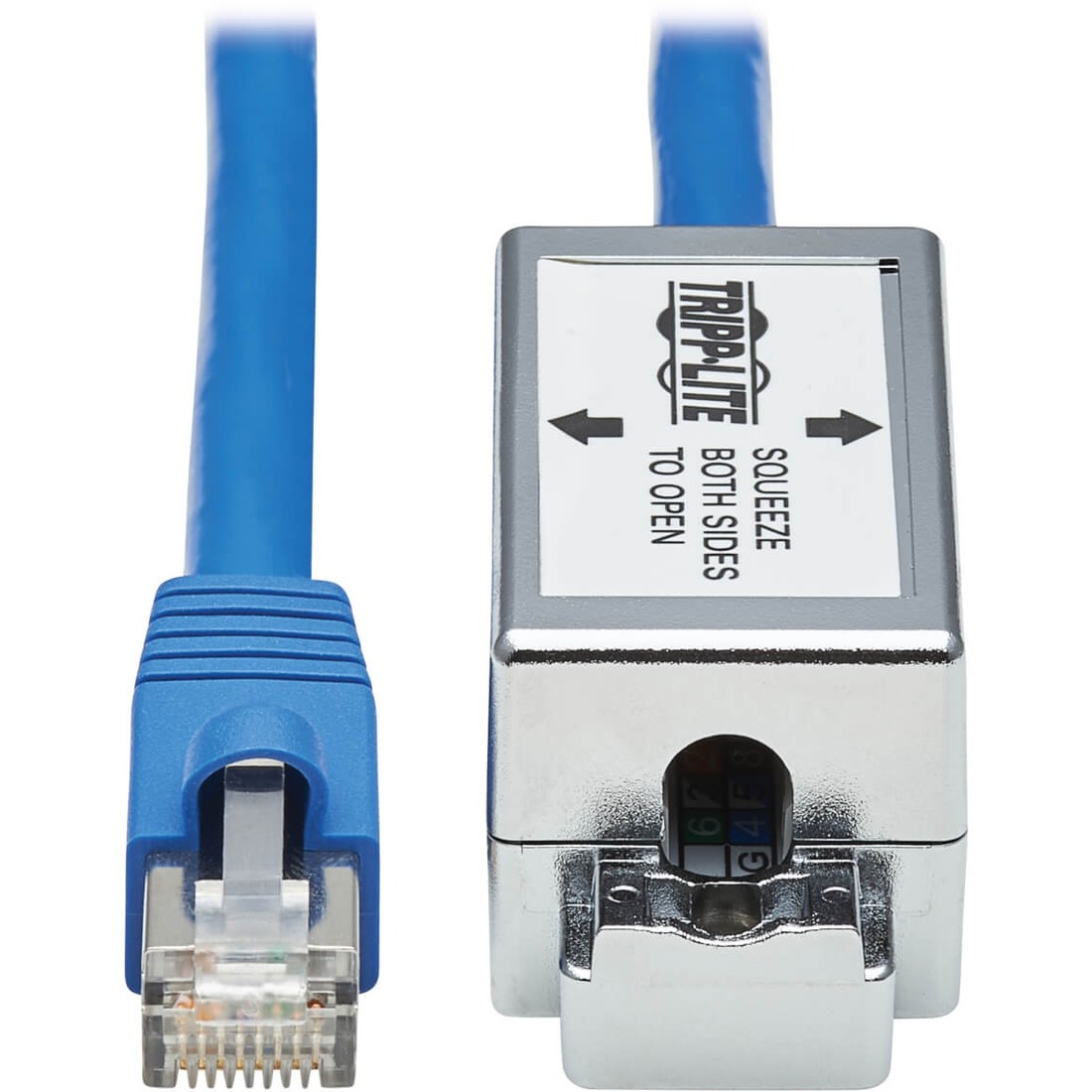 Cat6a Junction Box Cable Assembly, 18 in., Blue