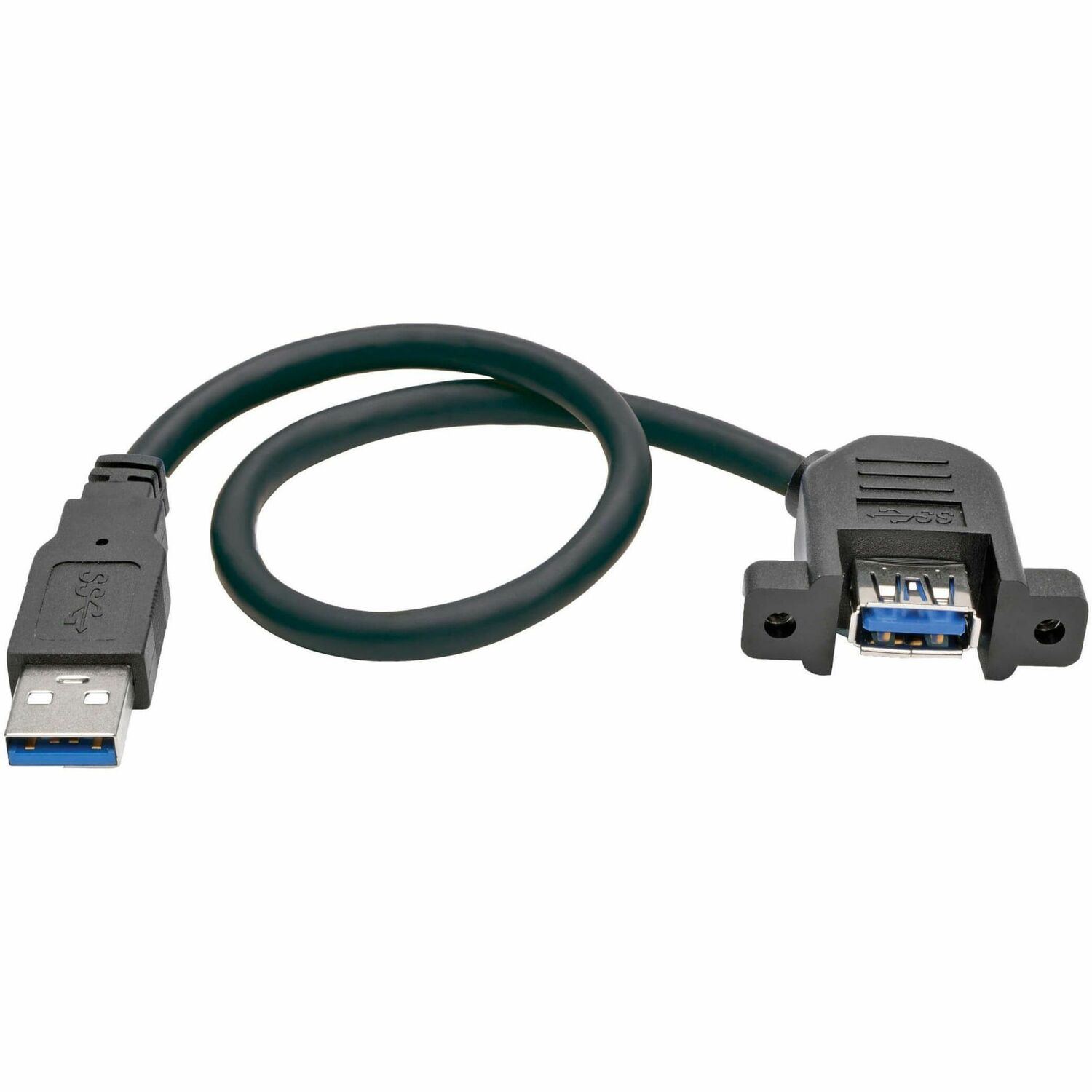 USB 3.0 SuperSpeed Panel-Mount Type-A Extension Cable (M/F), 1 ft