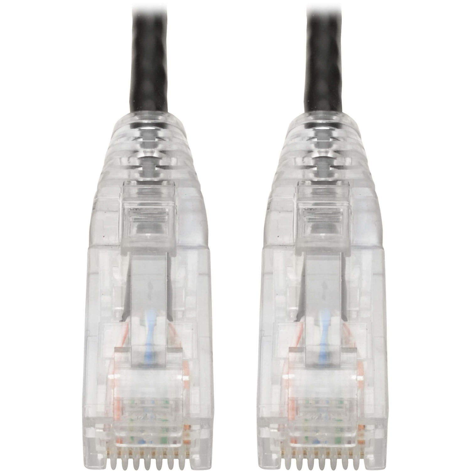Cat6 UTP Patch Cable (RJ45) - M/M, Gigabit, Snagless, Molded, Slim, Black, 8 in