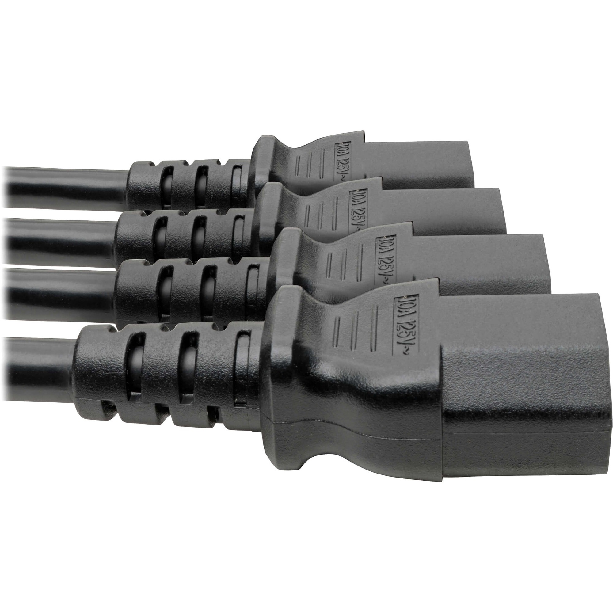 Y Splitter Computer Power Cord, 10A, 18 AWG (C14 to 4x C13), Black, 18 in.