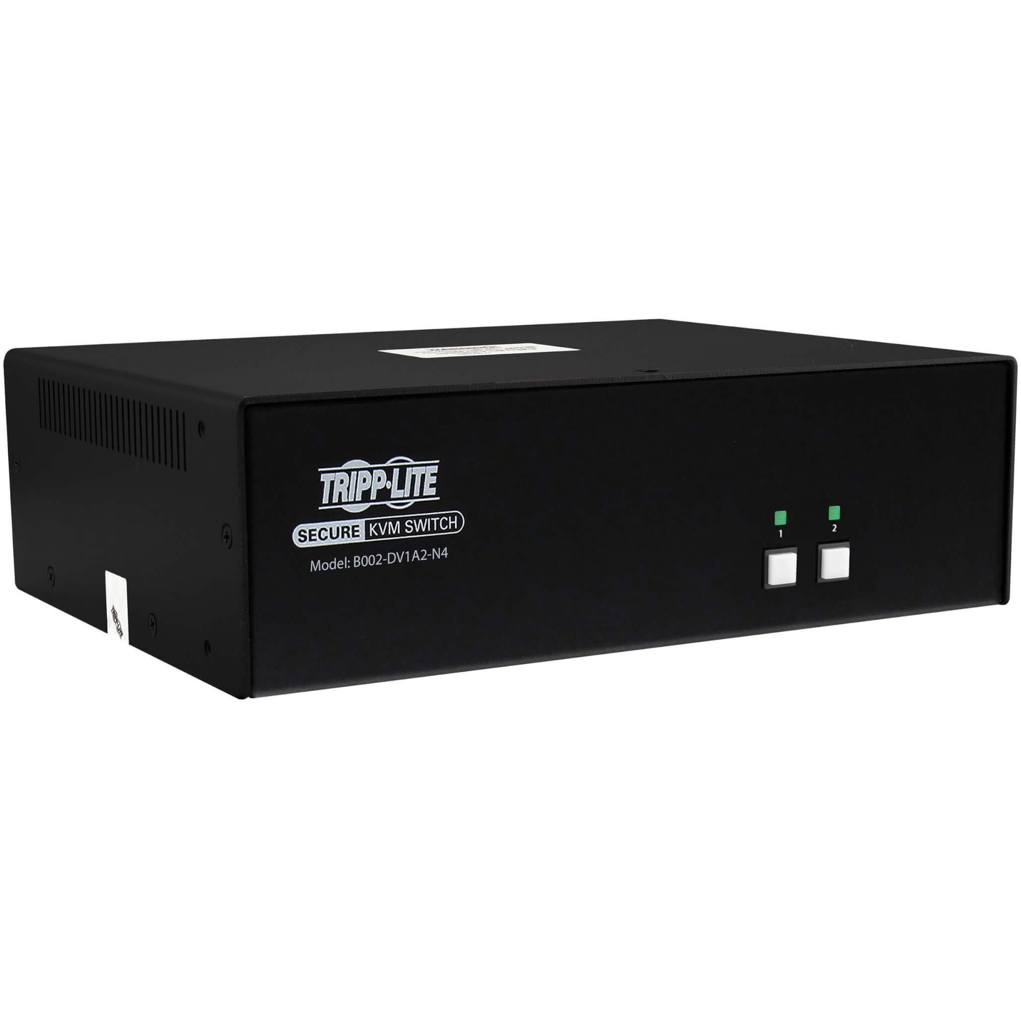 Secure KVM Switch, 2-Port, Single Head, DVI to DVI, NIAP PP4.0, Audio, TAA