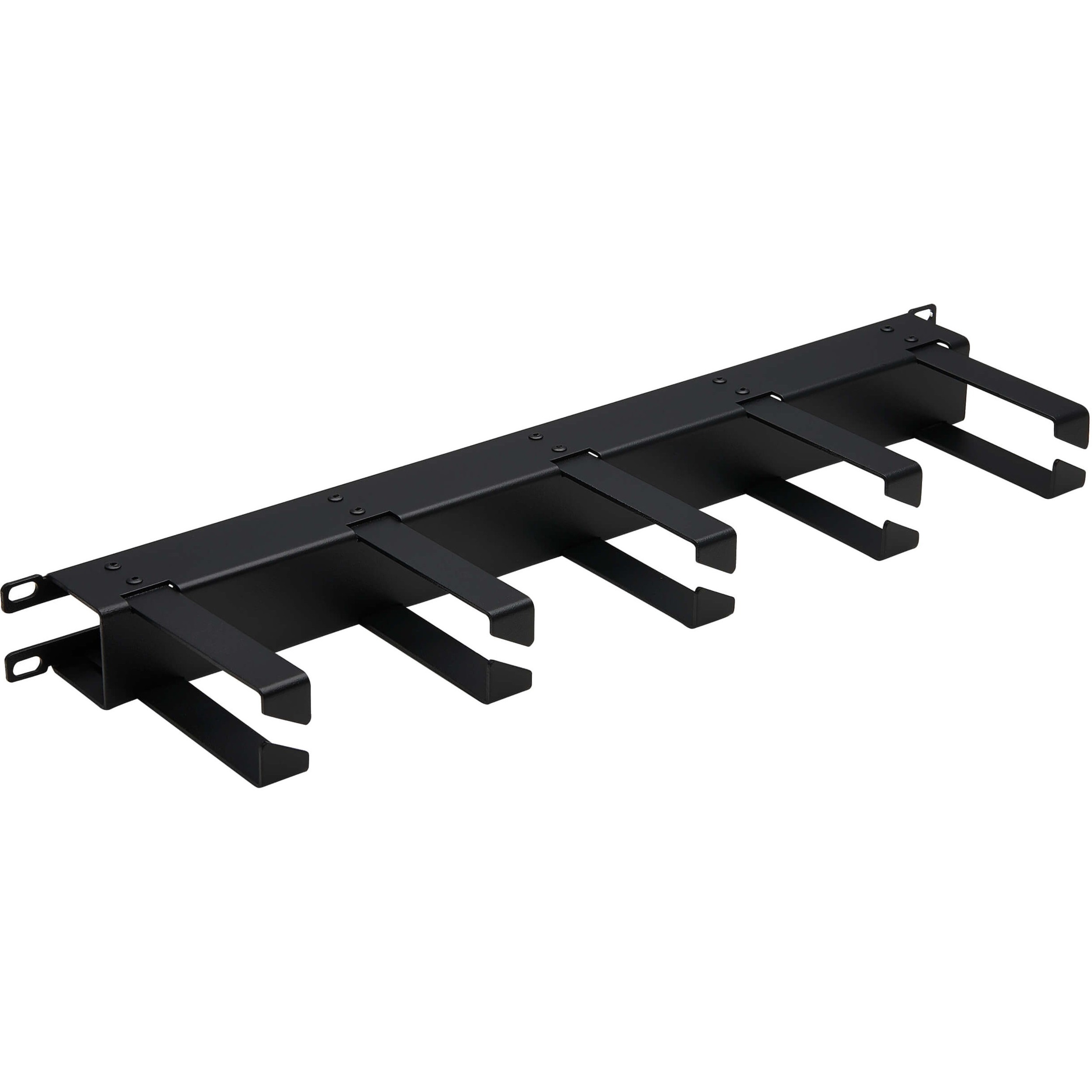 Horizontal Cable Manager - Metal Rings, Black, 1U