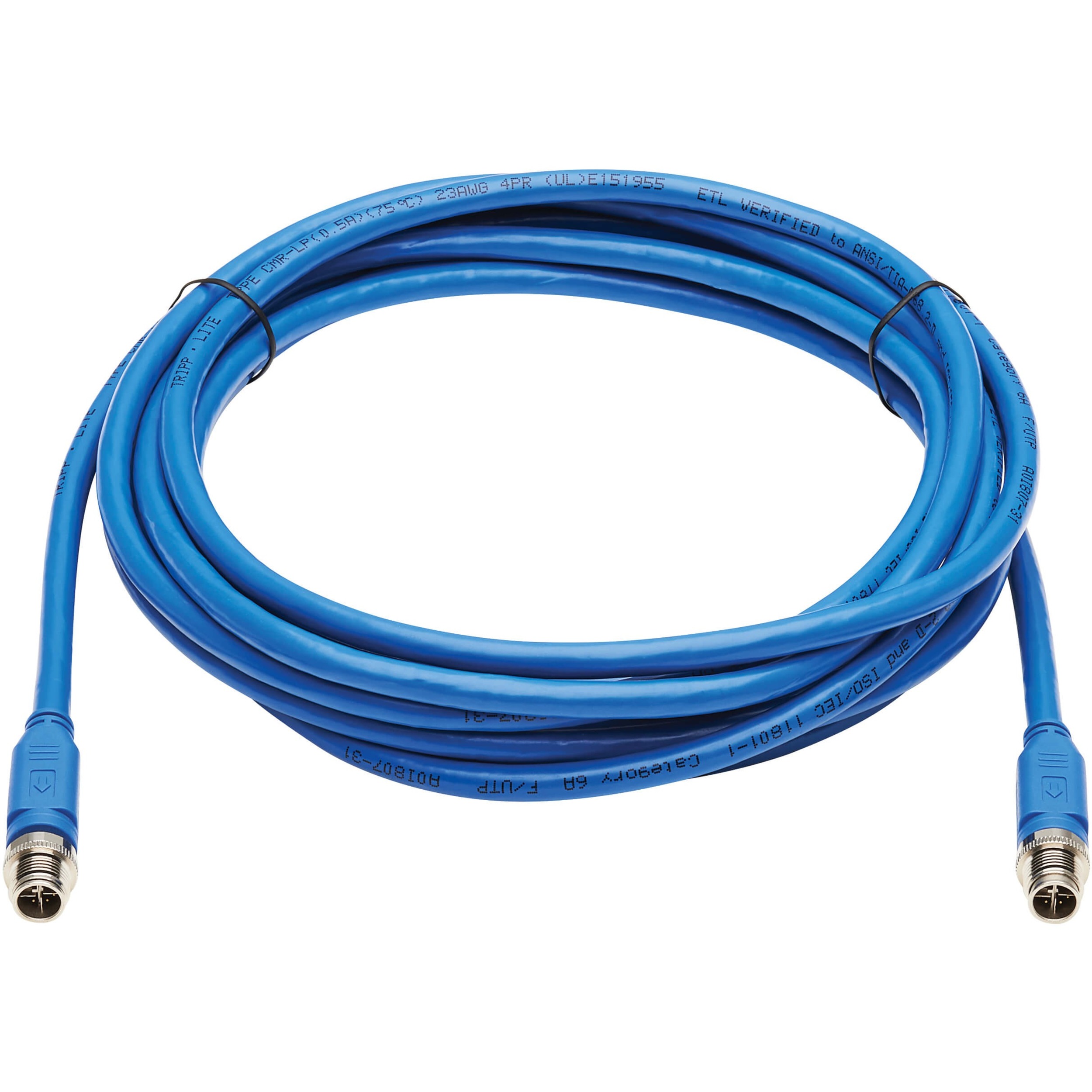 NM12-6A1-03M-BL M12 X-Code Cat6a 10G Ethernet Cable, M/M, Blue, 3 m (9.8 ft.)