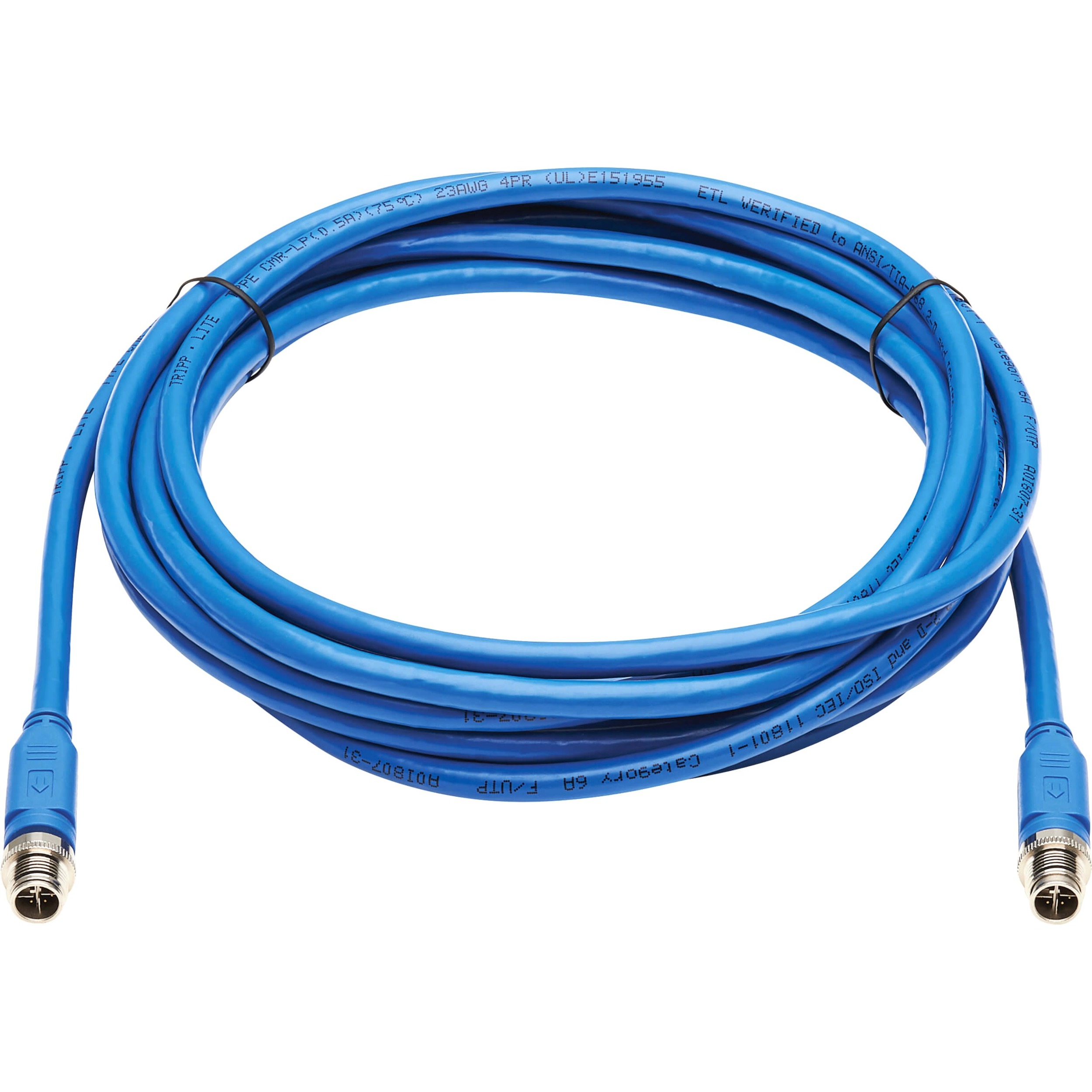 NM12-6A1-10M-BL M12 X-Code Cat6a 10G Ethernet Cable, M/M, Blue, 10 m (32.8 ft.)