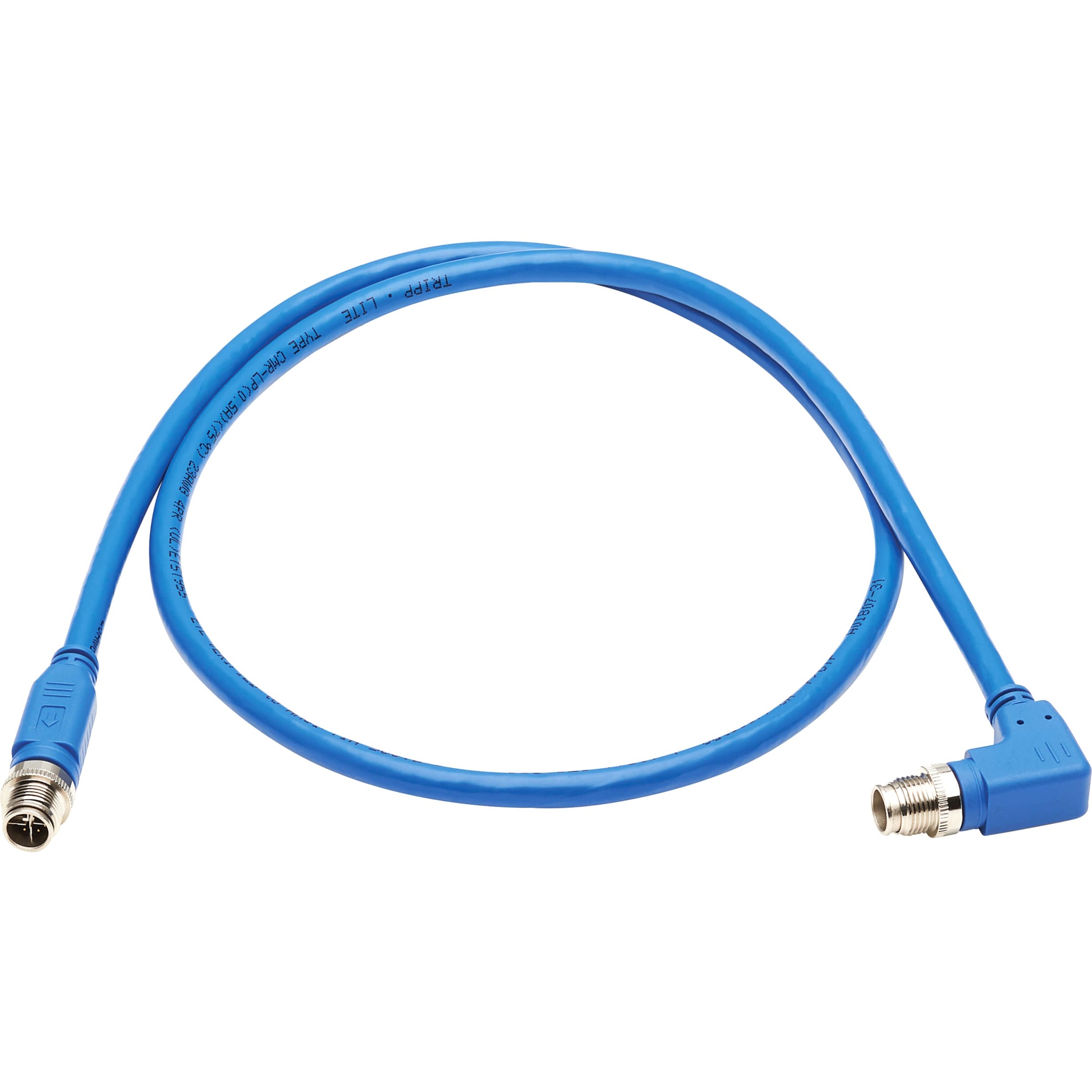NM12-6A3-01M-BL M12 X-Code Cat6a 10G Ethernet Cable, M/M, Blue, 1 m (3.3 ft.)