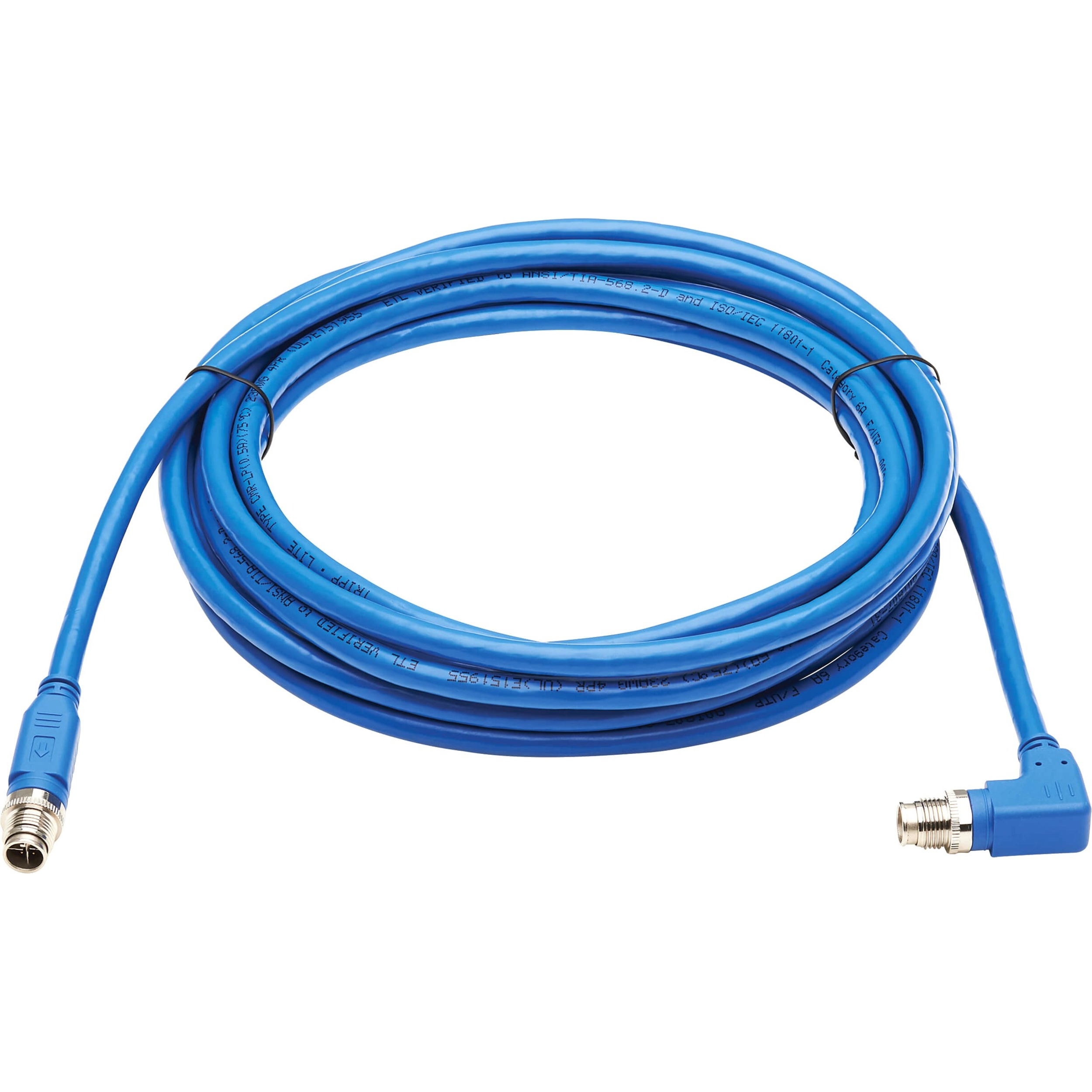 NM12-6A3-05M-BL M12 X-Code Cat6a 10G Ethernet Cable, M/M, Blue, 5 m (16.4 ft.)
