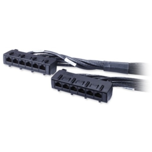 Data Distribution Cable, CAT6 UTP CMR 6XRJ-45 Black, 5FT (1.5M)