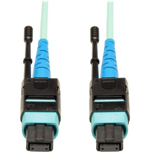 5 Meter MTP / MPO Patch Cable, 24 Fiber, 100GbE Aqua OM3 Plenum