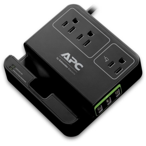 Essential SurgeArrest, 3 Outlets, 3 USB Charging Ports, 120V, Black