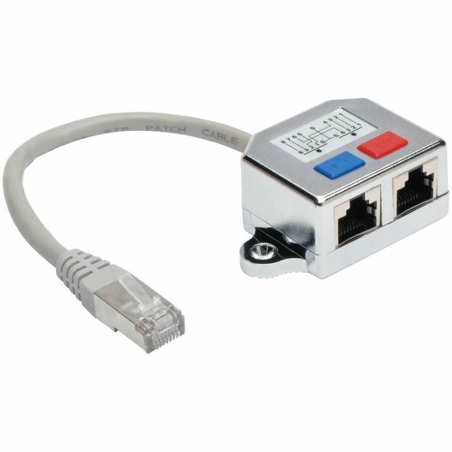 2-to-1 RJ45 Splitter Adapter Cable, 10/100 Ethernet Cat5/Cat5e (M/2xF), 0.5 ft