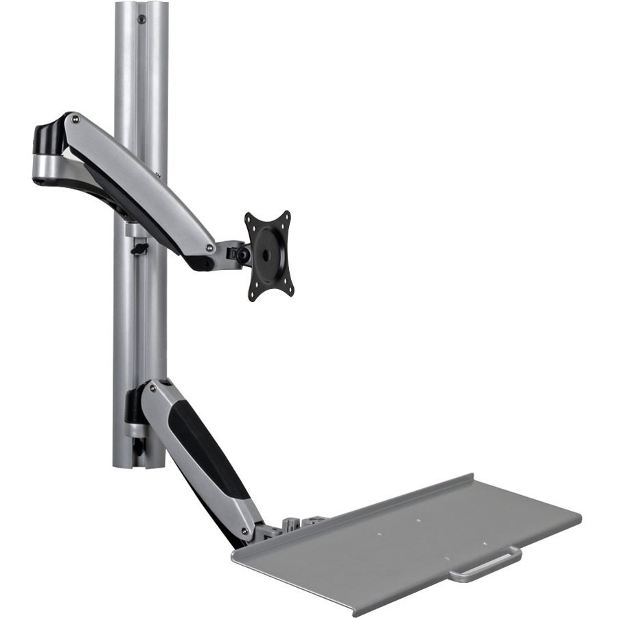 Single-Display Sit-Stand Wall-Mount Workstation with Thin-Client Mount