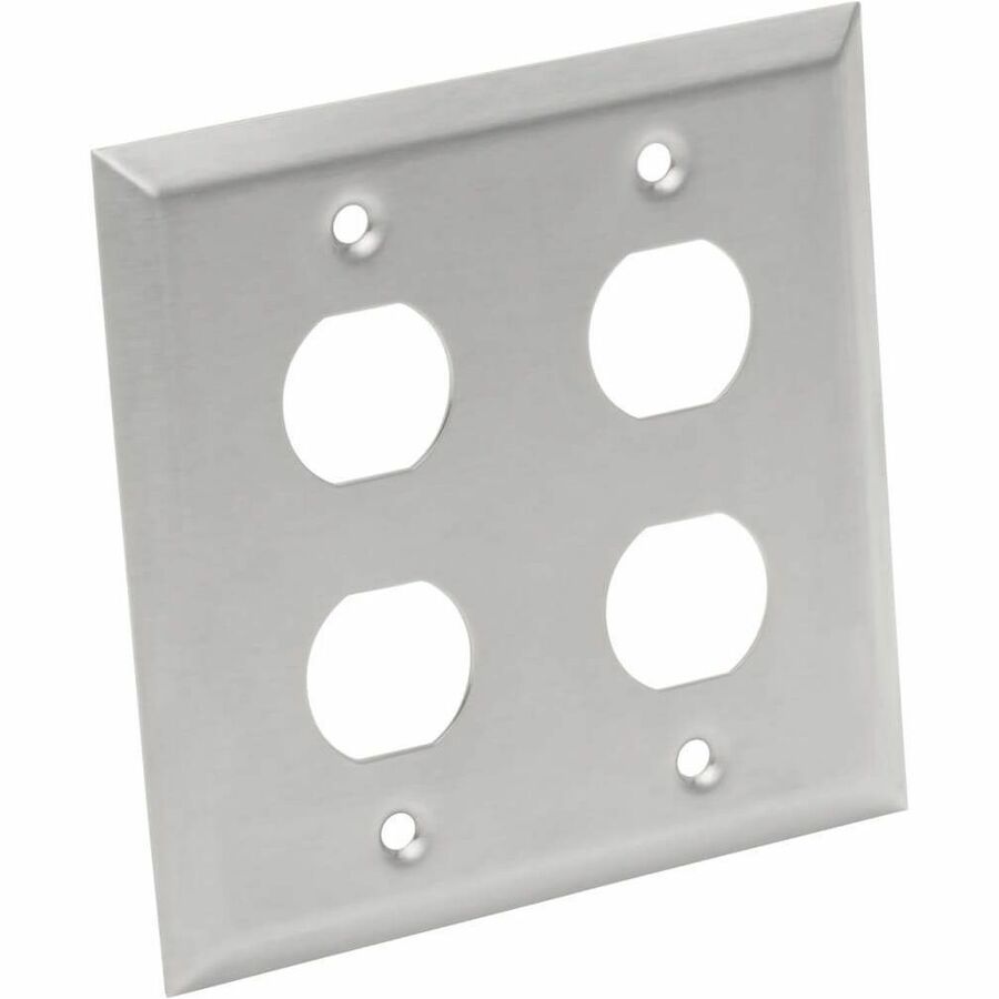 N206-FP04-IND RJ45 Bulkhead Wall Plate, 4 Cutouts, Industrial, Metal