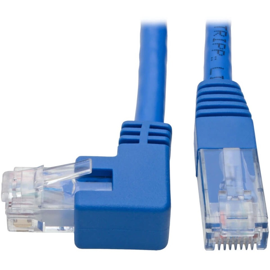 Left-Angle Cat6 UTP Patch Cable (RJ45) - 1 ft., M/M, Gigabit, Molded, Blue