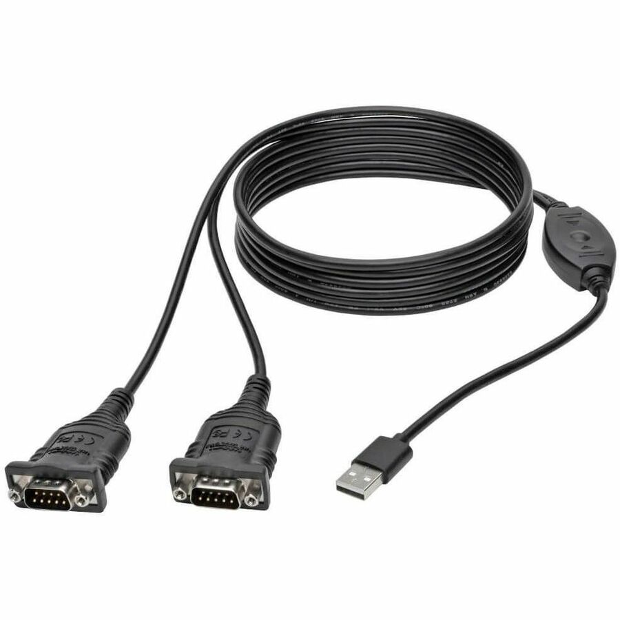 2-Port USB to DB9 Serial FTDI Adapter Cable with COM Retention (M/M), 6 ft