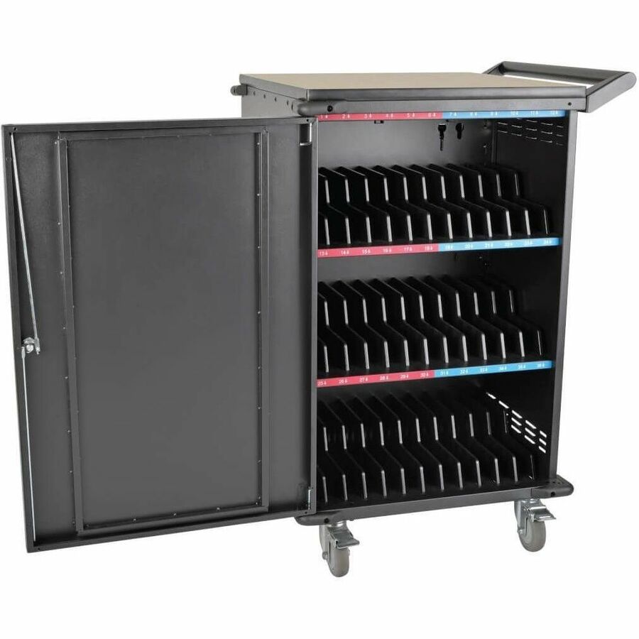 36-Device AC Charging Station Cart for Chromebooks and Laptops, Black