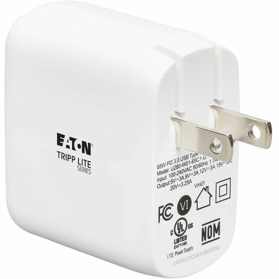 Compact USB-C Wall Charger - GaN Technology, 65W PD Charging, White