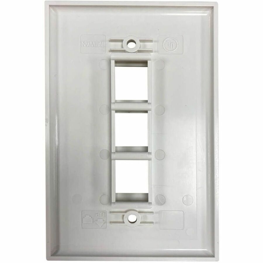 Safe-IT 3-Port Single-Gang Keystone Wall Plate, Antibacterial, Ivory Matte, TAA