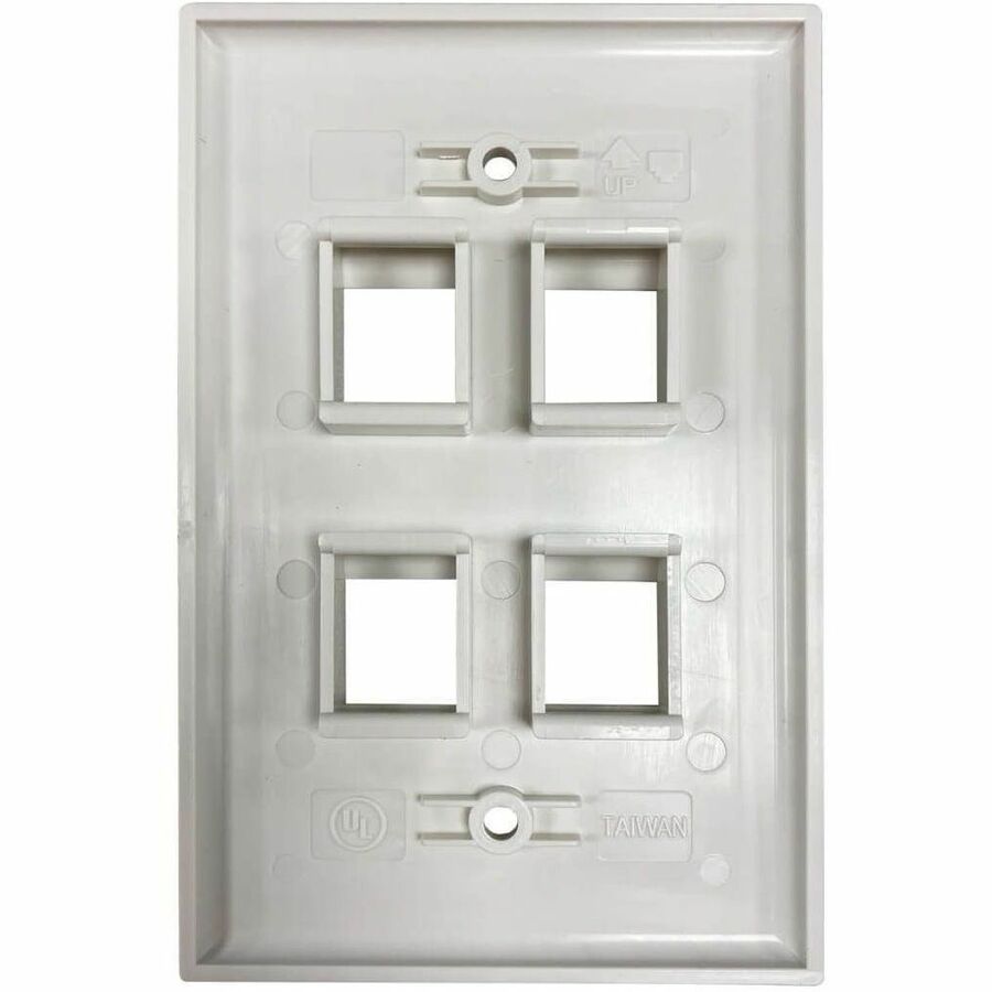 Safe-IT 4-Port Single-Gang Keystone Wall Plate, Antibacterial, Ivory Matte, TAA
