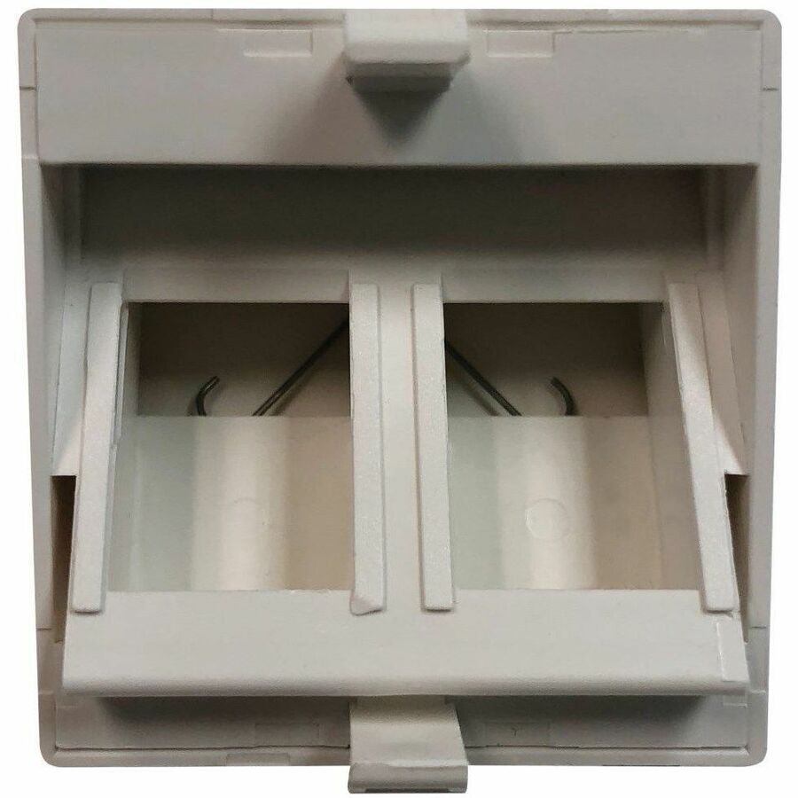 2-Port European-Style Insert, Unloaded Shuttered Angled Module, Icon Tabs, White