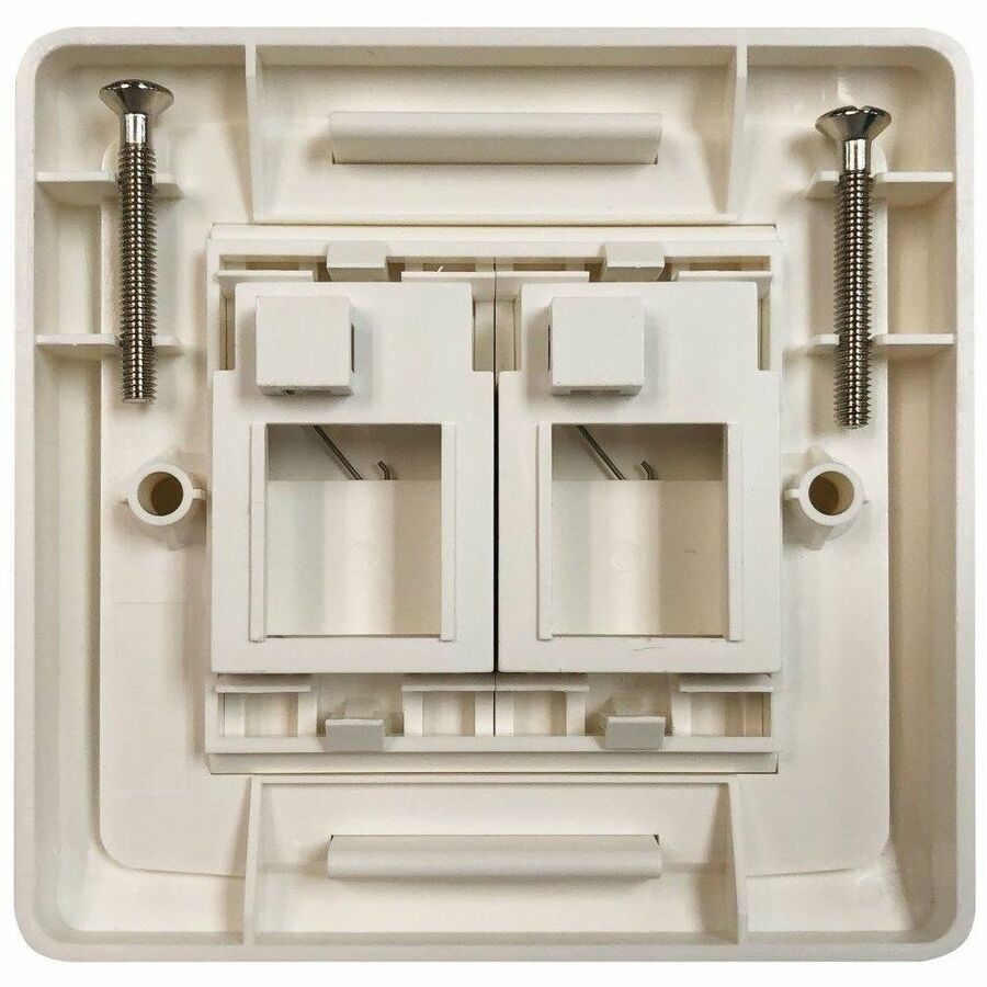 2-Port UK-Style Wall Plate, Unloaded Shuttered Module, White
