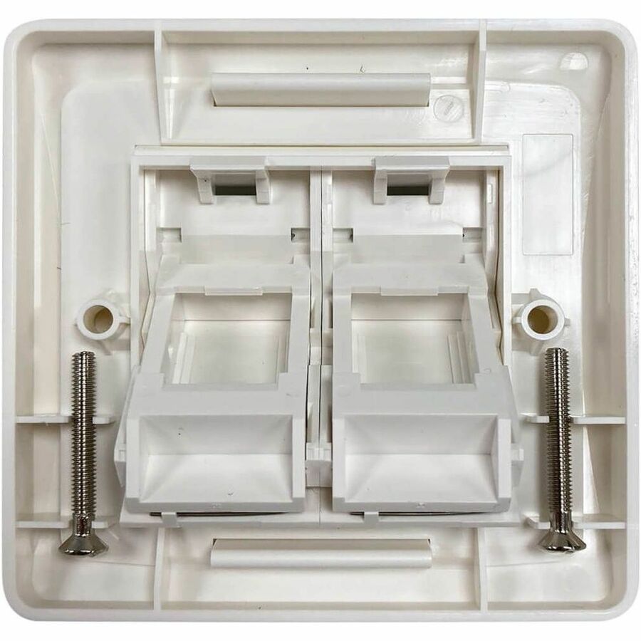 2-Port UK-Style Wall Plate, Unloaded Shuttered Angled Module, White