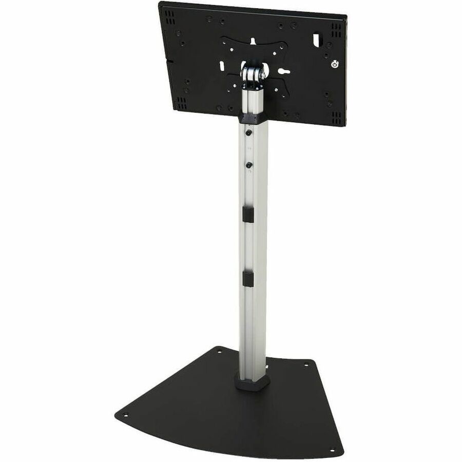 Secure Tablet Mount Floor Stand, Height-Adjustable, Black/Silver