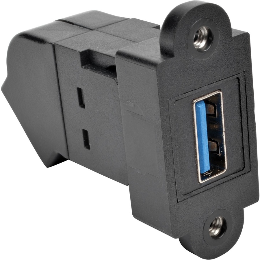 USB 3.0 All-in-One Keystone/Panel Mount Angled Coupler (F/F), Black