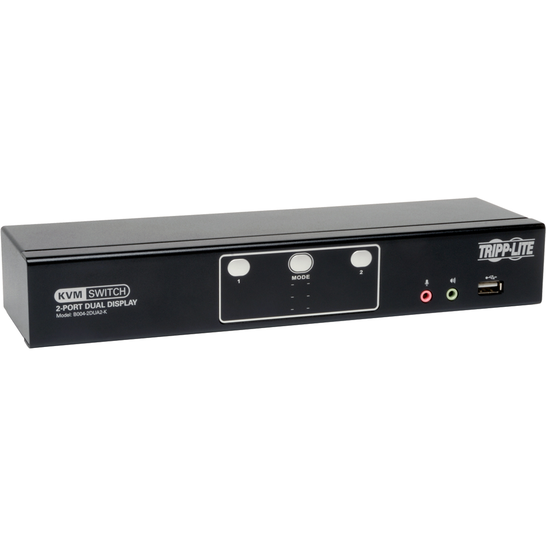 2-Port Dual Monitor DVI KVM Switch with Audio and USB 2.0 Hub, Cables included