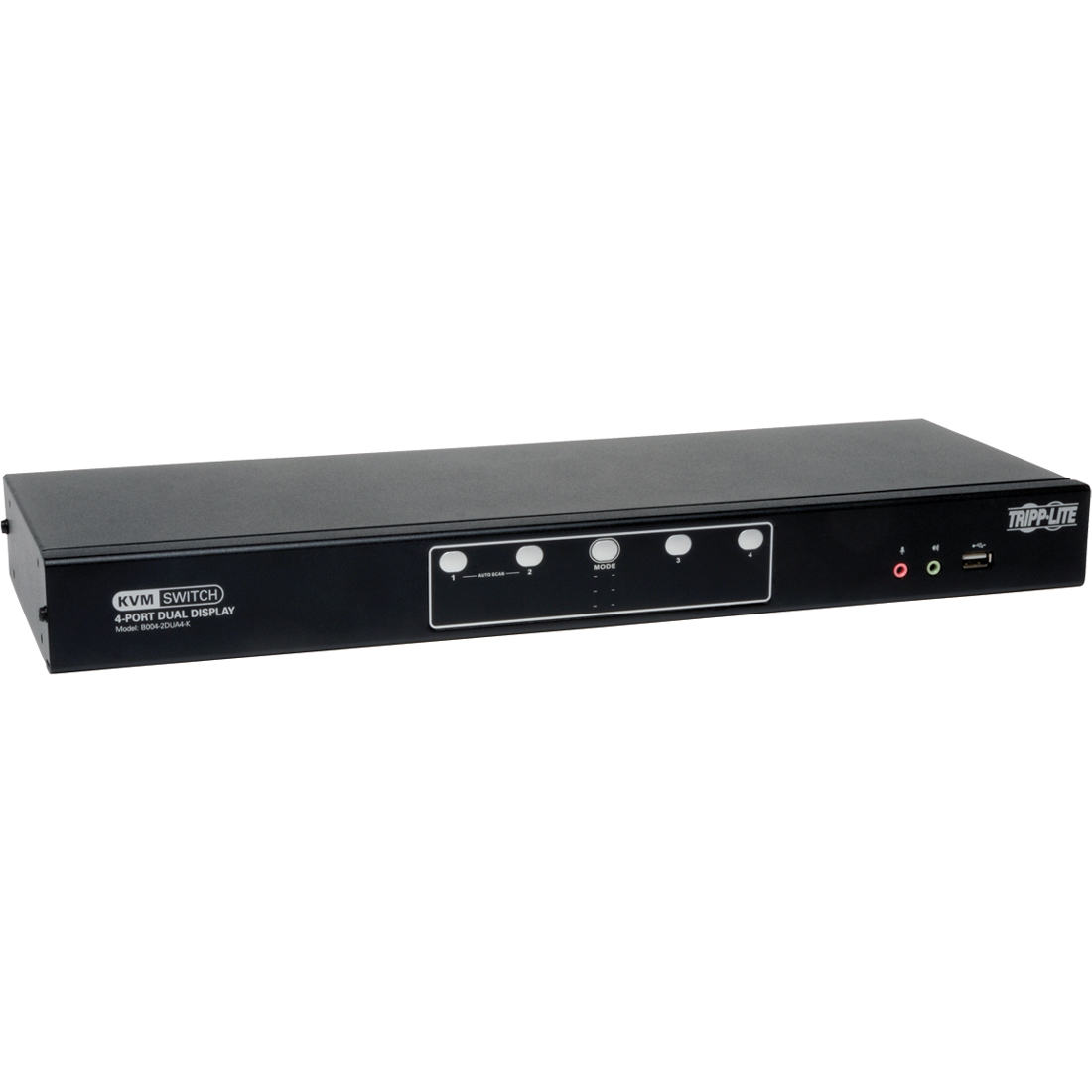 4-Port Dual Monitor DVI KVM Switch with Audio and USB 2.0 Hub, Cables included
