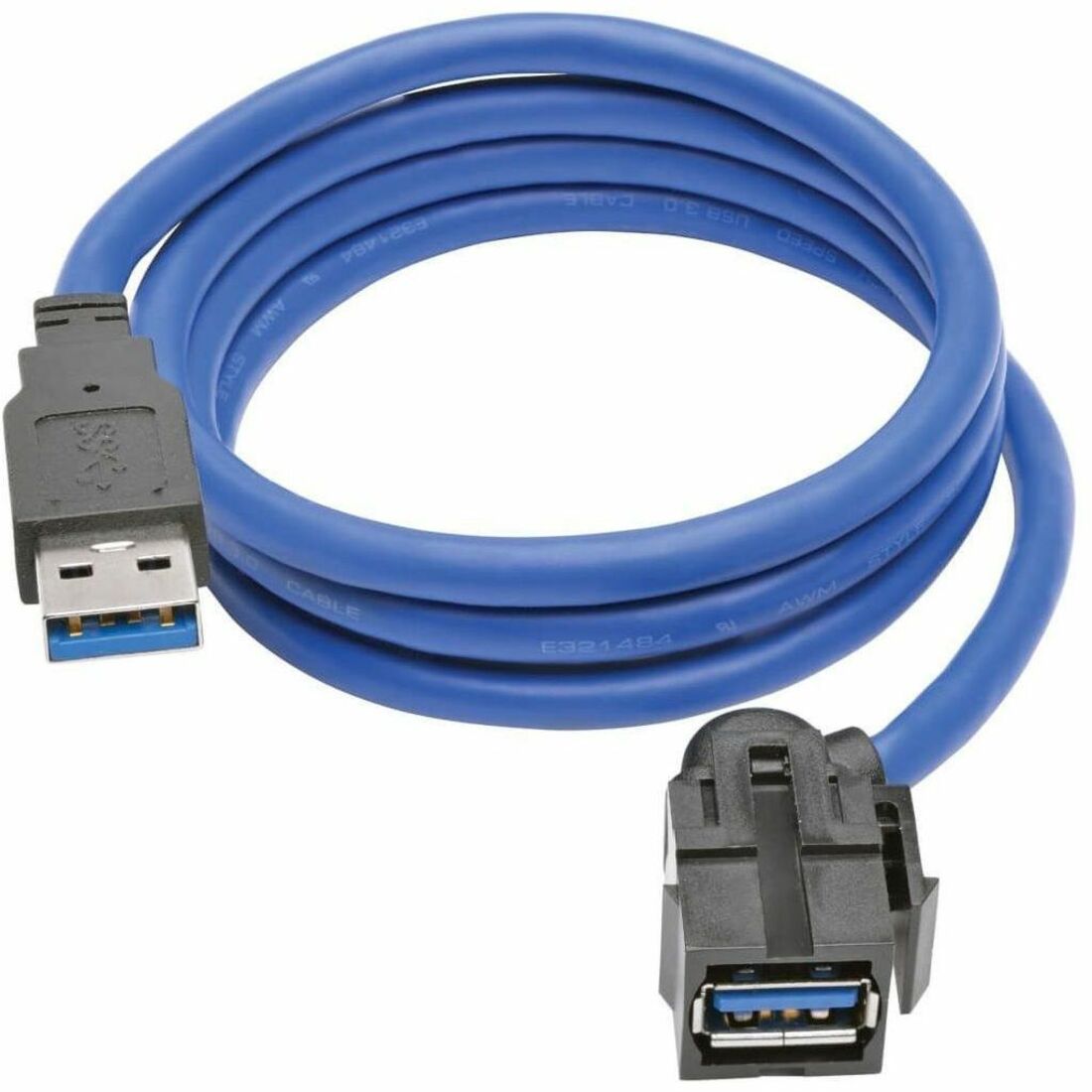 USB 3.0 SuperSpeed Keystone Jack Type-A Extension Cable (M/F), 3 ft