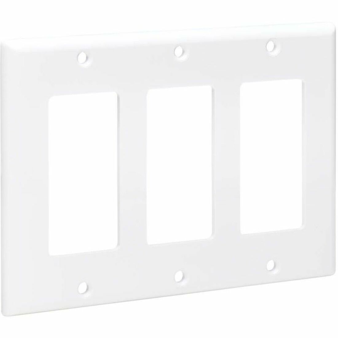 Triple-Gang Faceplate, Decora Style - Vertical, White
