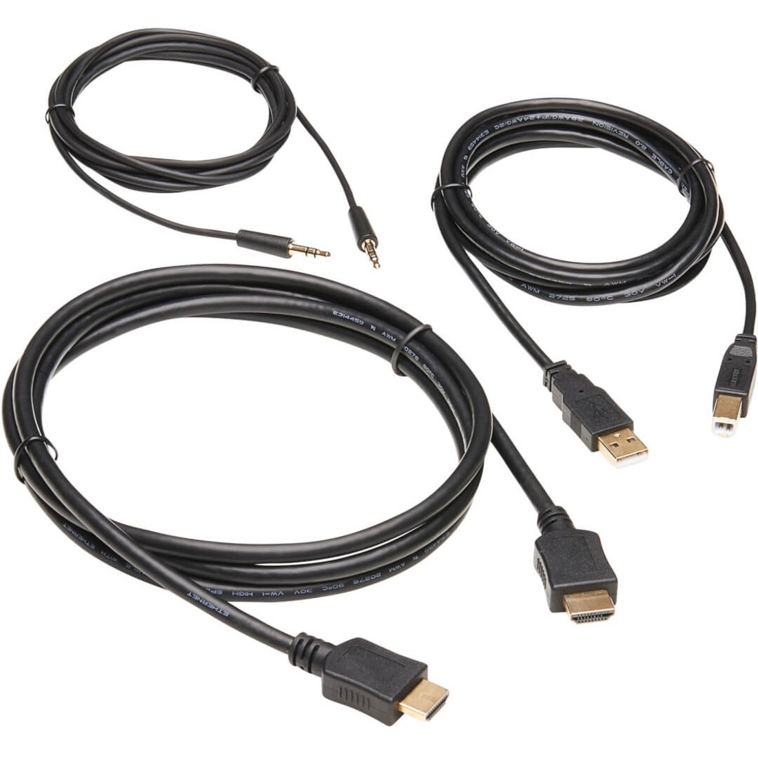 HDMI KVM Cable Kit - 4K HDMI, USB 2.0, 3.5 mm Audio (M/M), Black, 6 ft.